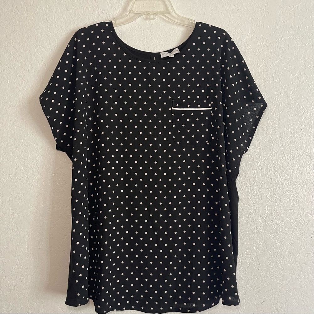 Autumn Skye Shirt Black and White polka dots 3X
